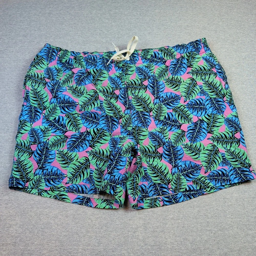Chubbies Mens XL Swim Trunks Tropical Palm Leaf Blue Green Pink 5.5 Inseam